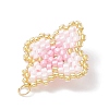 Handmade Glass Seed Beaded Quatrefoil Pattern Pendants PALLOY-MZ00965-03-4