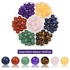 140Pcs 7 Styles Natural Green Aventurine & Lapis Lazuli & Rose Quartz & Carnelian & Tiger Eye &  Malaysia Jade & Yellow Jade Round Beads G-YW0002-61B-1