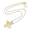 Brass Micro Pave Clear Cubic Zirconia Pendant Box Chain Necklaces for Women NJEW-U015-08G-01-2