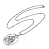201 Stainless Steel Oval with Hollow Juses Pendant Necklaces LS-NJEW-K283-05P-2