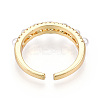 Brass Micro Pave Clear Cubic Zirconia Cuff Rings for Women KK-T074-11G-3
