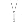 304 Stainless Steel Rectangle with Laser Cut Initial Pendant Necklaces FS-WG71FEF-03-1
