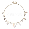 Natural Spiral Shell & Glass Pearl Charms Bib Necklace NJEW-JN04591-4