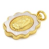 Brass Pendants with Shell and Jump Ring KK-D534-03G-02-2