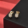 Tortoise Brass Micro Pave Clear Cubic Zirconia Stud Earrings EJEW-A135-03G-3