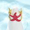 Brass Enamel Adjustable Cuff Rings for Women RJEW-G357-01A-3