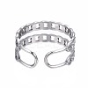 304 Stainless Steel Curb Chain Open Cuff Ring RJEW-T023-13P-2