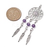 5Pcs 5 Styles Natural Dyed Agate & Rose Quartz & Tiger Eye & Amethyst & Synthetic Howlite Big Pendants PALLOY-JF02784-2