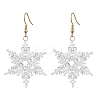 304 Stainless Steel Glass Seed Beads Snowflake Dangle Earrings EJEW-MZ00537-3