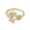 Rack Plating Brass Micro Pave Cubic Zirconia Open Cuff Rings RJEW-K257-08G-2