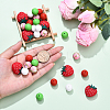 30Pcs Roumd & Strawberry Food Grade Eco-Friendly Silicone Focal Beads SIL-YW0001-69-3