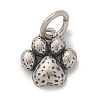 925 Fine Silver Paw Print Charms with Jump Rings and 925 Stamp STER-D300-12AS-1