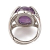 Oval Natural Amethyst Finger Ring G-Q184-06G-P-3