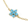 925 Sterling Silver Cubic Zirconia & Synthetic Turquoise Flower Link Bracelets XT0862-3-2