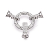 Brass Micro Pave Clear Cubic Zirconia Fold Over Clasps KK-Q074-19P-1