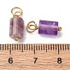 Natural Amethyst Column Charms with 304 Stainless Steel Jump Rings G-Q032-01D-3