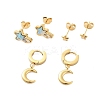 Ion Plating(IP) 3Pairs 3 Styles 304 Stainless Steel Star & Moon Earrings EJEW-A114-08G-1