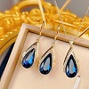Teardrop Alloy Rhinestone Pendant Necklaces & Dangle Earrings Sets for Women FS-WG0B062-01-3