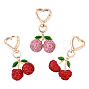 Alloy Polymer Clay Cherry Pendant Decorations HJEW-YW00142-01-2