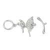 Brass Micro Pave Clear Cubic Zirconia Toggle Clasps KK-K391-23P-2