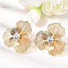 Flower Brass Micro Pave Cubic Zirconia Stud Earrings EJEW-F391-07G-01-2