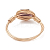 Golden Tone Copper Wire Wrapped Natural Gemstone Finger Rings RJEW-JR00983-5