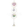 Heart Acrylic & Brass Ring Hanging Ornaments HJEW-JM02023-1