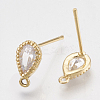 Brass Cubic Zirconia Stud Earring Findings KK-T035-05-2