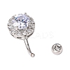 Piercing Jewelry Platinum Plated Brass Round Cubic Zirconia Navel Ring Navel Ring Belly Rings AJEW-EE0001-104A-3