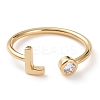 Brass Micro Pave Clear Cubic Zirconia Cuff Rings RJEW-Z005-L-G-1