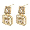 Brass Micro Pave Clear Cubic Zirconia Dangle Stud Earrings EJEW-G450-01G-4