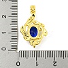 Brass Micro Pave Blue Cubic Zirconia Pendants KK-P263-06D-G-3