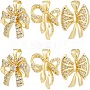 6Pcs 3 Styles Rack Plating Brass Micro Pave Clear Cubic Zirconia Pendants KK-BBC0015-26-1