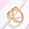 304 Stainless Steel Heart Open Cuff Rings for Women RJEW-B110-01G-3