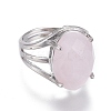 Adjustable Faceted Natural Rose Quartz Finger Rings RJEW-I068-B08-1-2