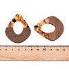 Transparent Resin and Walnut Wood Pendants RESI-T057-07M-4