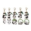 Panda Alloy Enamel Pendant Decorations HJEW-JM01275-1