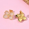 Flower Brass Enamel Stud Earrings EJEW-P341-03G-04-3