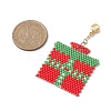 Christmas Gift Box Glass Seed Pendant Decoration HJEW-JM02107-3