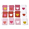 12Pcs 12 Styles Valentine's Day Printed Rectangle Burlap Cloth Packing Pouches ABAG-U006-02C-1