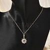 Brass Micro Pave Clear Cubic Zirconia Flower Pendant Neckalces for Women NJEW-S448-05G-3