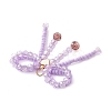 Glass Seed Beaded Bowknot with Heart Pendants PALLOY-MZ01162-03-4