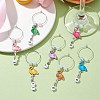 Flamingo Alloy Enamel Wine Glass Charms AJEW-JO00222-2