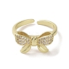Brass Micro Pave Cubic Zirconia Open Cuff Ring RJEW-K256-58D-G-2