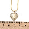 Brass Micro Pave Clear Cubic Zirconia Heart Pendant Necklaces NJEW-Q040-02G-3