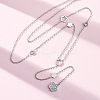 304 Stainless Steel Crystal Rhinestone Flower Y Necklaces NJEW-R026-18P-2