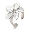 Flower Rack Plating Brass Cuff Rings for Women RJEW-G323-07P-1