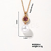 Brass Pave Rhinestone & Imitation Pearl Round Pendnat Shiny Women's Necklaces for Women NM0826-4-1