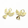 Brass Micro Pave Grade AAA Cubic Zirconia Charms X-ZIRC-P072-01G-NR-2