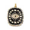 Rack Plating Brass Pave Cubic Zirconia Enamel Pendants KK-O142-57G-2
